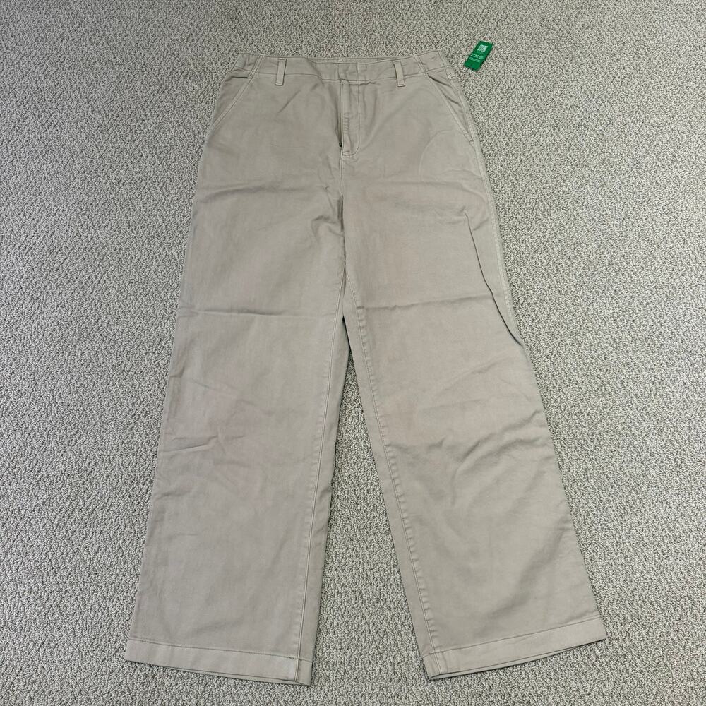 Gap Womens Loose Khaki Pants Size 8 Beige Wide Leg 100% Cotton High Rise Chino